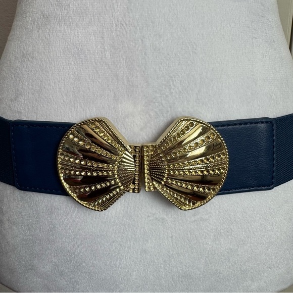 Blue and Gold Belt with Decorative Buckle - Picture 2 of 5